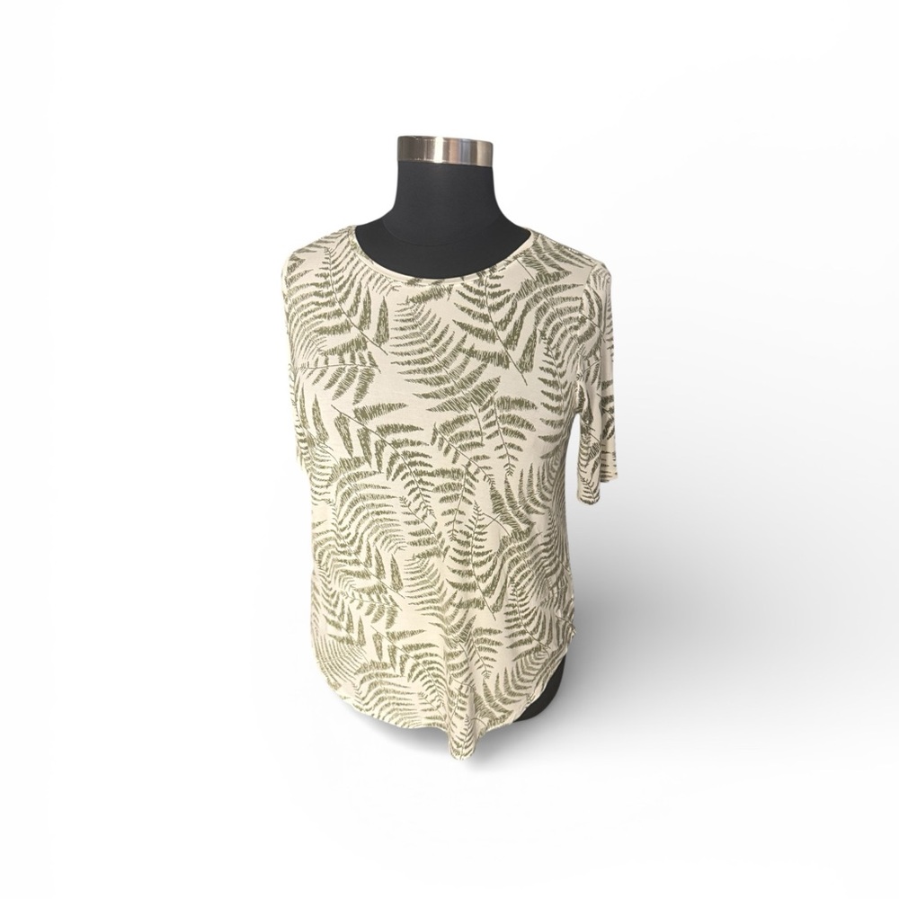 Lane Bryant Cottage core Yvory/ Green Fern Leaf Print Tank Top Rayon SZ 14-16